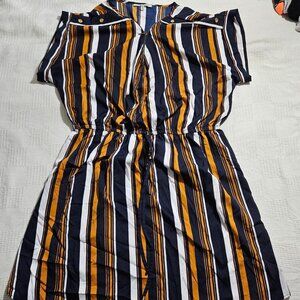 Speed Control New York Zip Up Vertical Stipe Dress Size 2XL